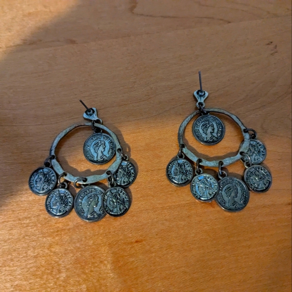 Vintage Bohemian silver coin earrings